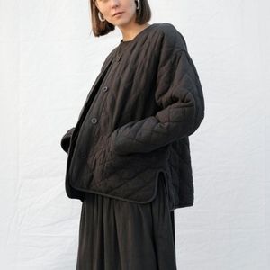 Micaela Greg Charcoal Cross Quilt Jacket